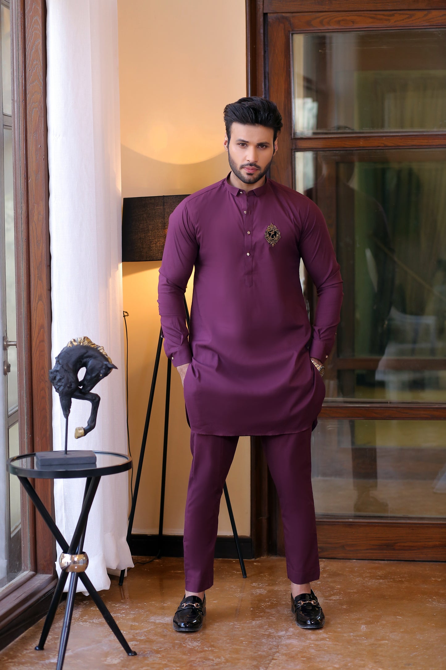 ER 684 Maroon Cotton Kurta Pajama