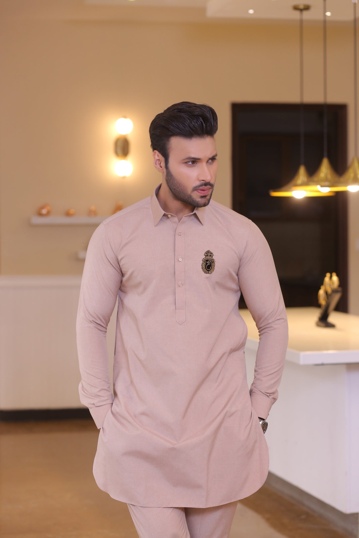 ER 683 Beige Kurta pajama