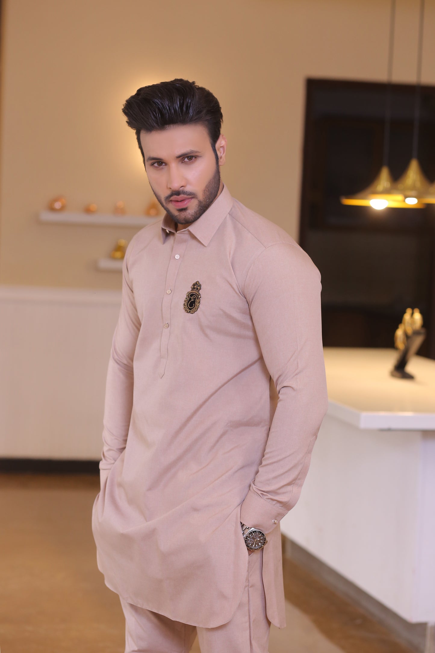 ER 683 Beige Kurta pajama