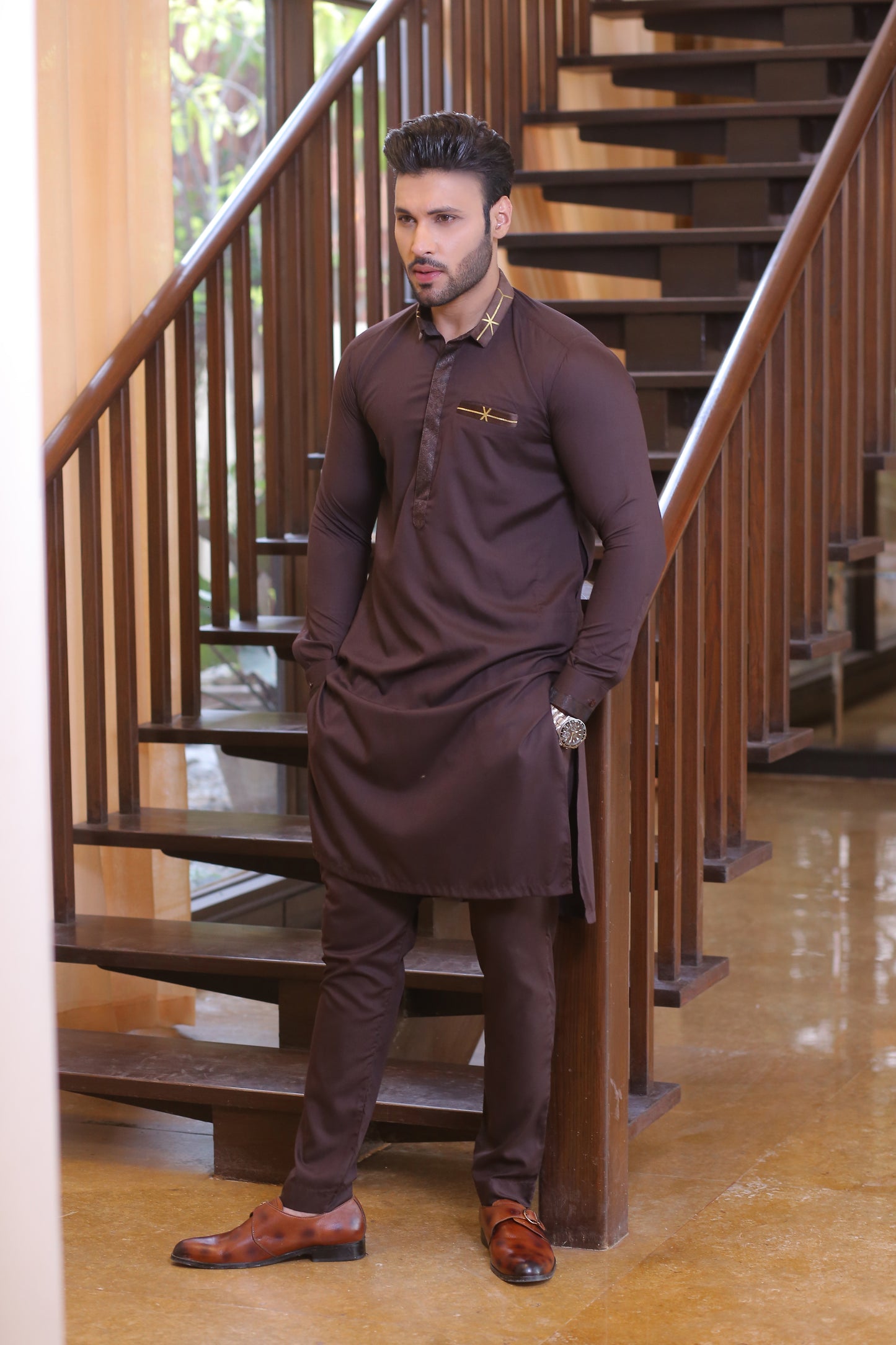 ER 696 Brown Kurta Pajama