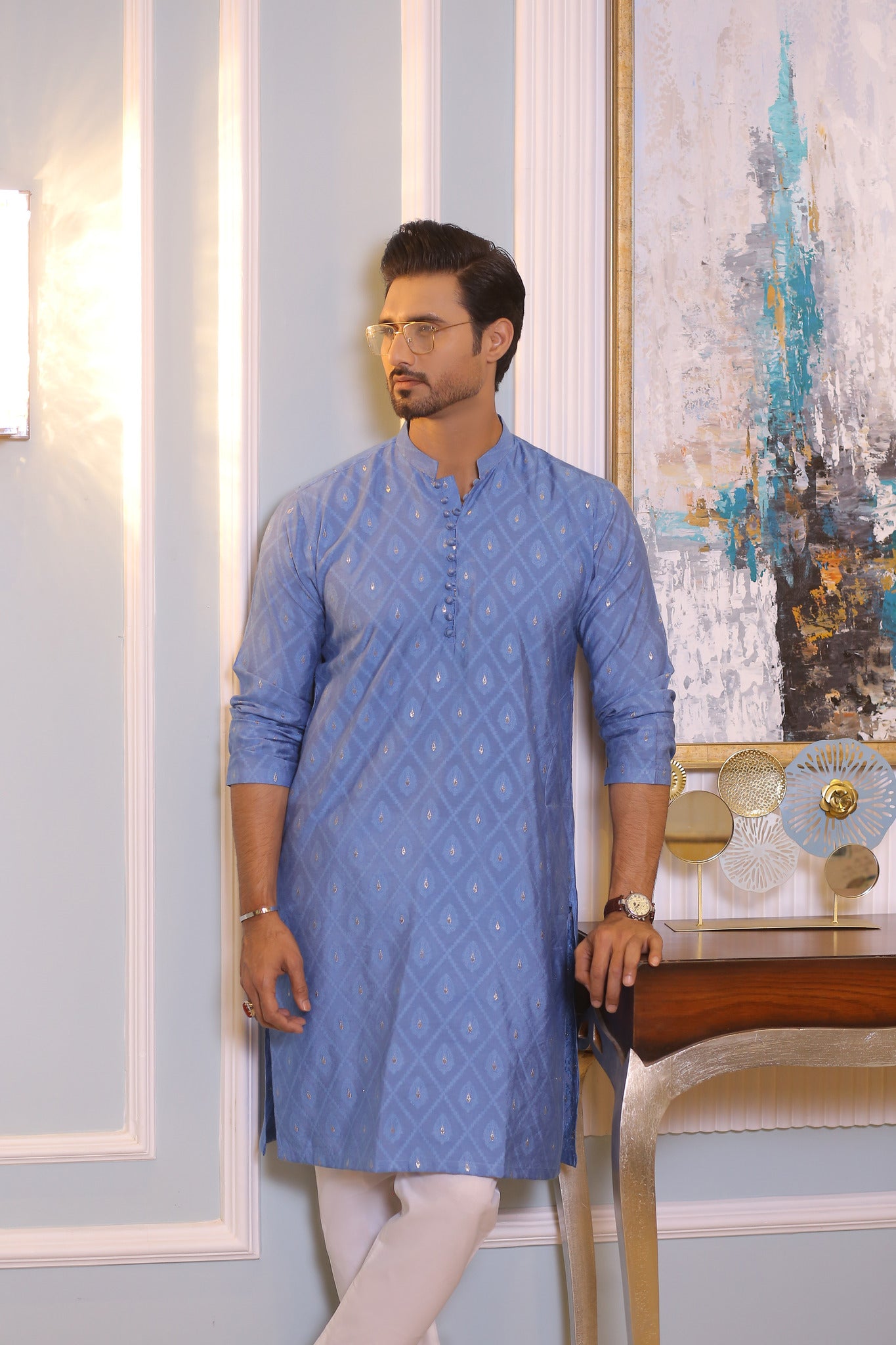 CK 713 Sky Blue Dress Kurta Pajama