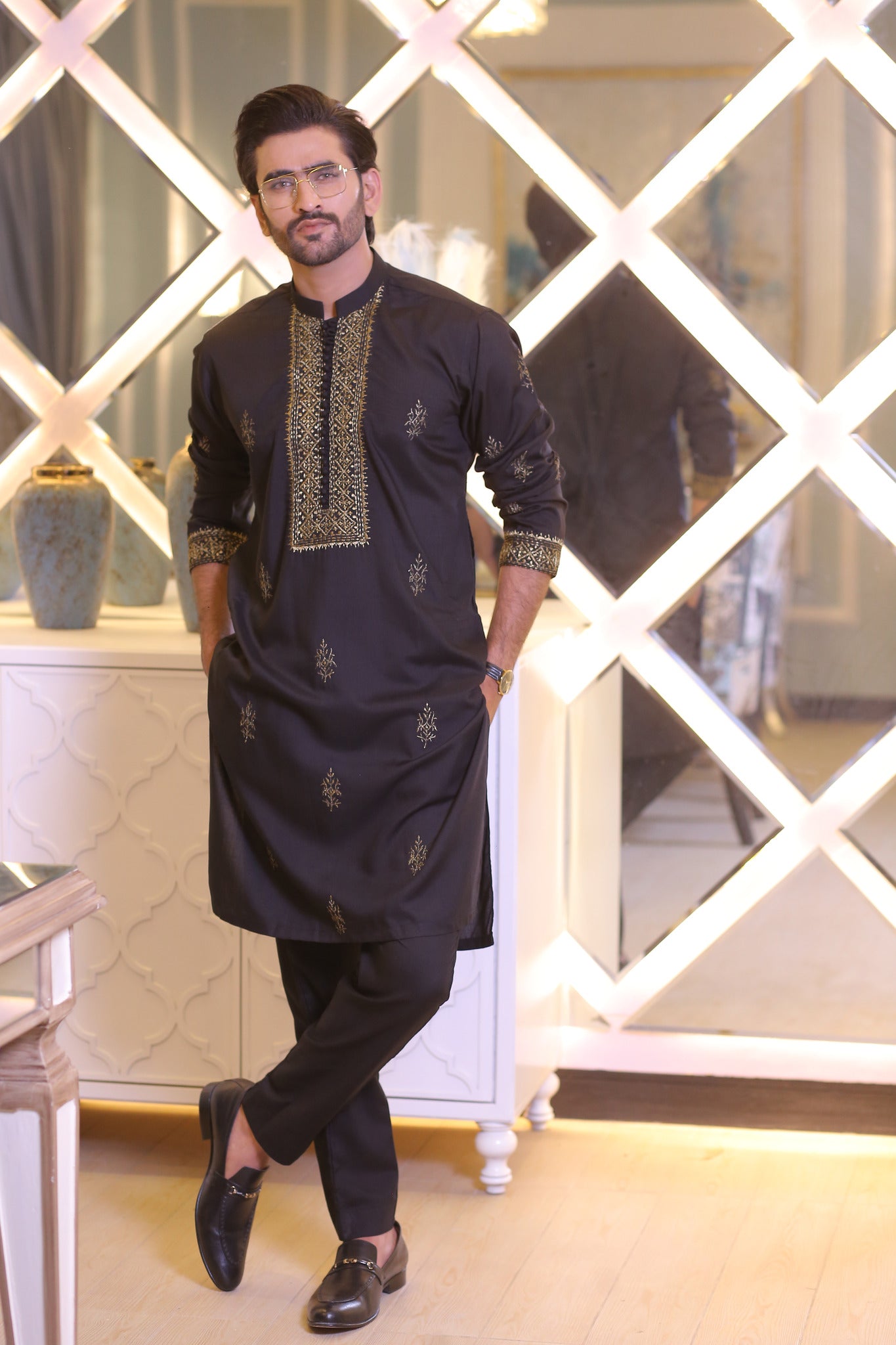 CK 715 Black Men's Pajama Kurta