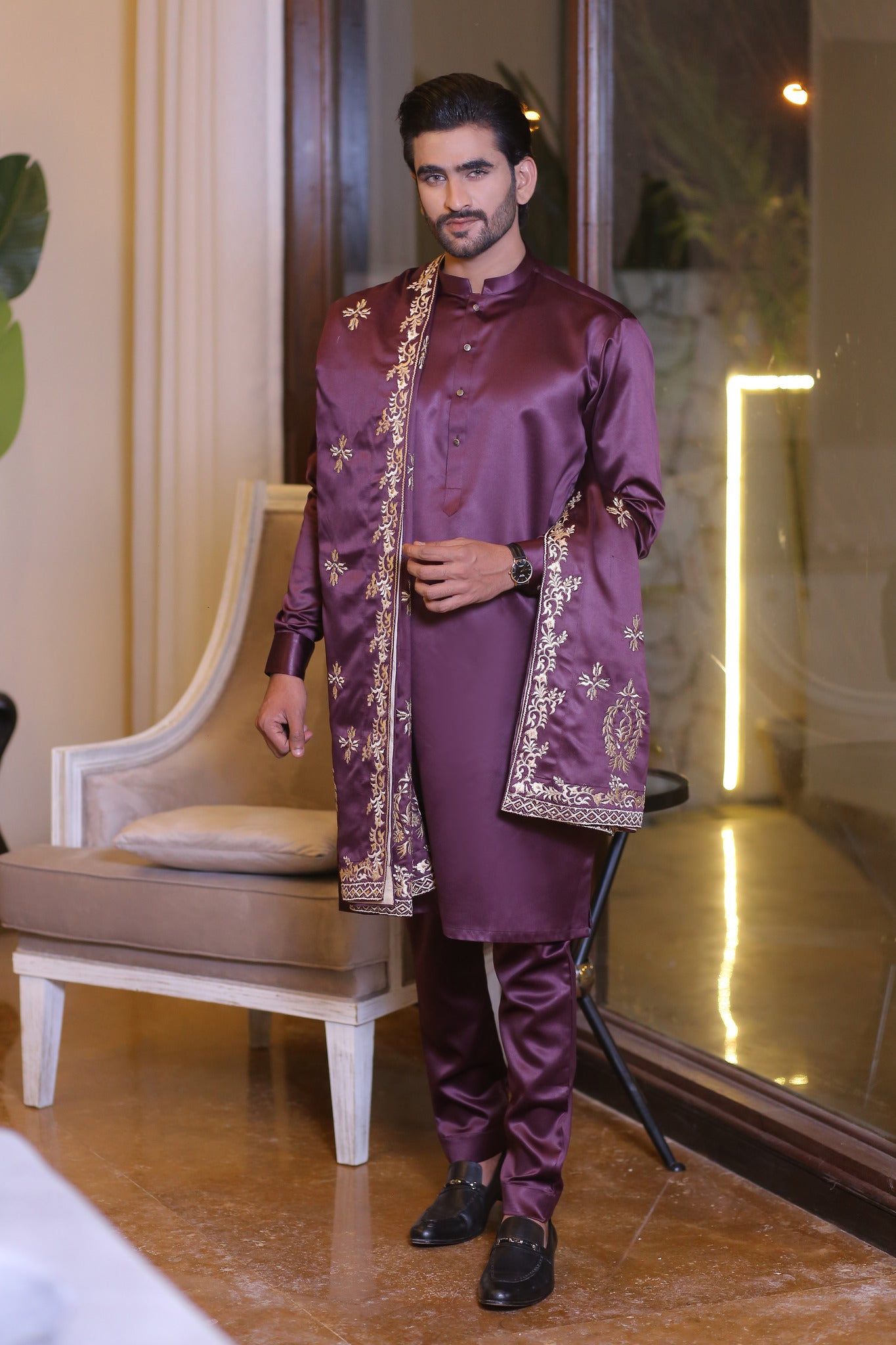 ER 703 Purple Gents Pajama Kurta