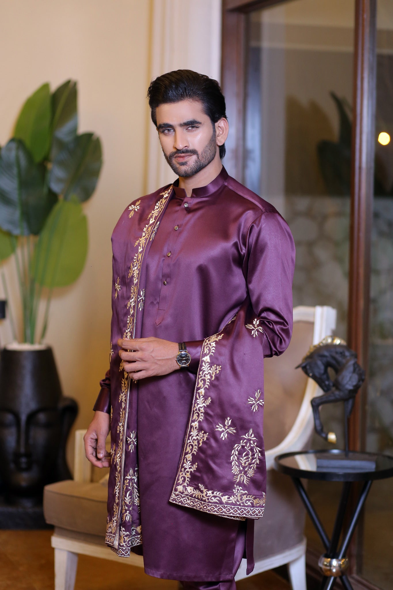 ER 703 Purple Gents Pajama Kurta