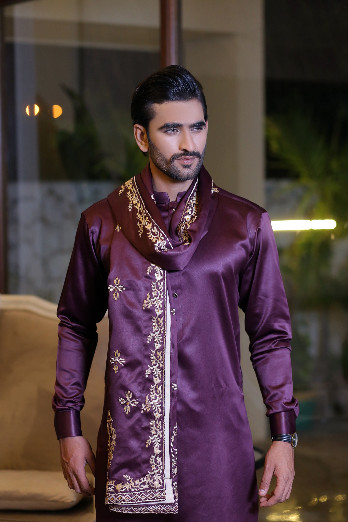 ER 703 Purple Gents Pajama Kurta