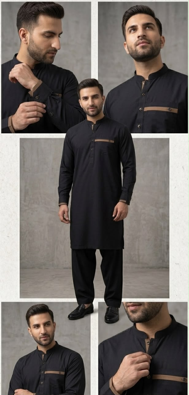 Jet Black Executive Kameez Shalwar 