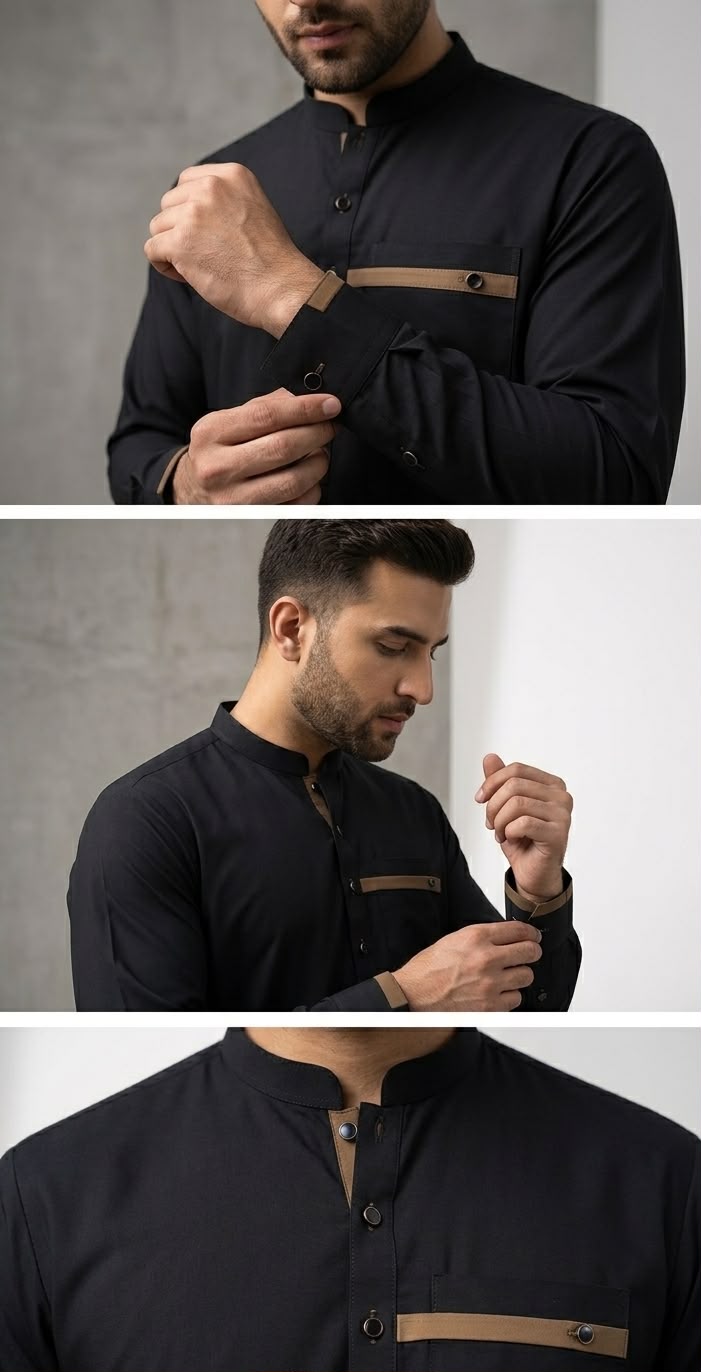 Jet Black Executive Shalwar Kameez