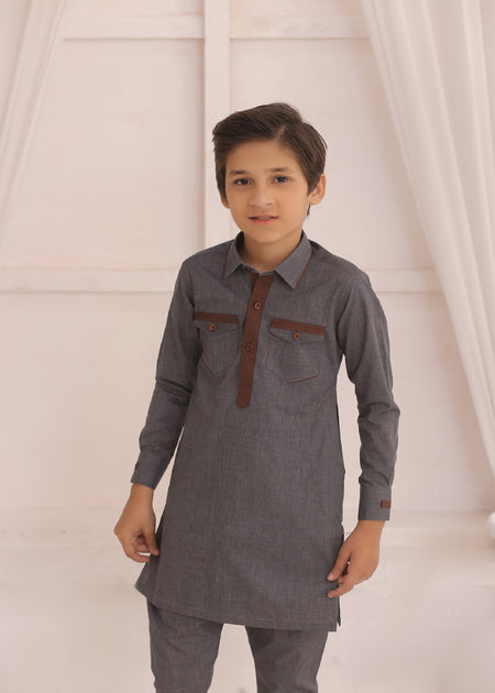 KD 691 Kids Grey Kurta Pajama