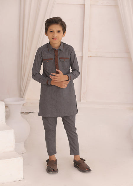 KD 691 Kids Grey Kurta Pajama