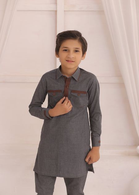 KD 691 Kids Grey Kurta Pajama