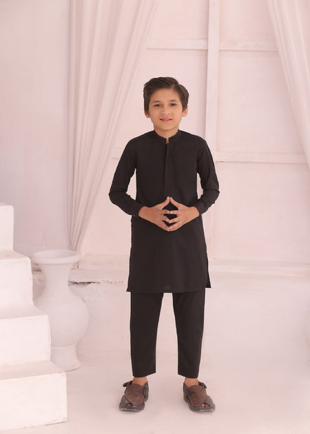 KD 694 Kids Black Kurta & Pajama