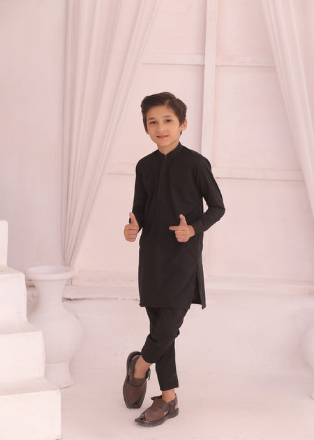 KD 694 Kids Black Kurta & Pajama