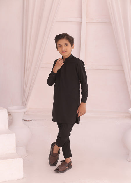 KD 694 Kids Black Kurta & Pajama