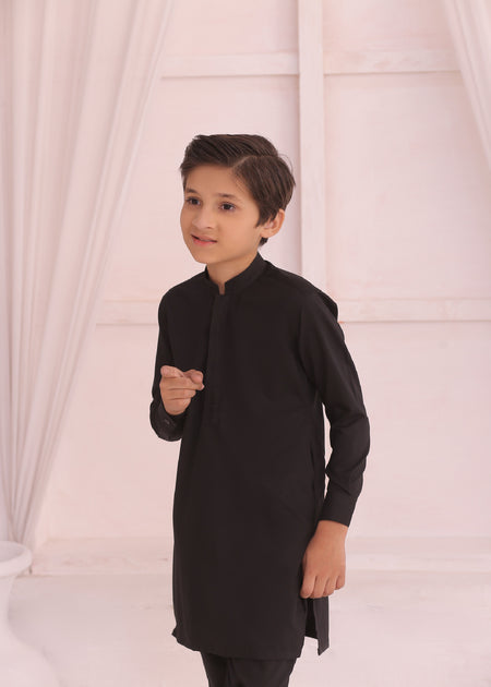 KD 694 Kids Black Kurta & Pajama