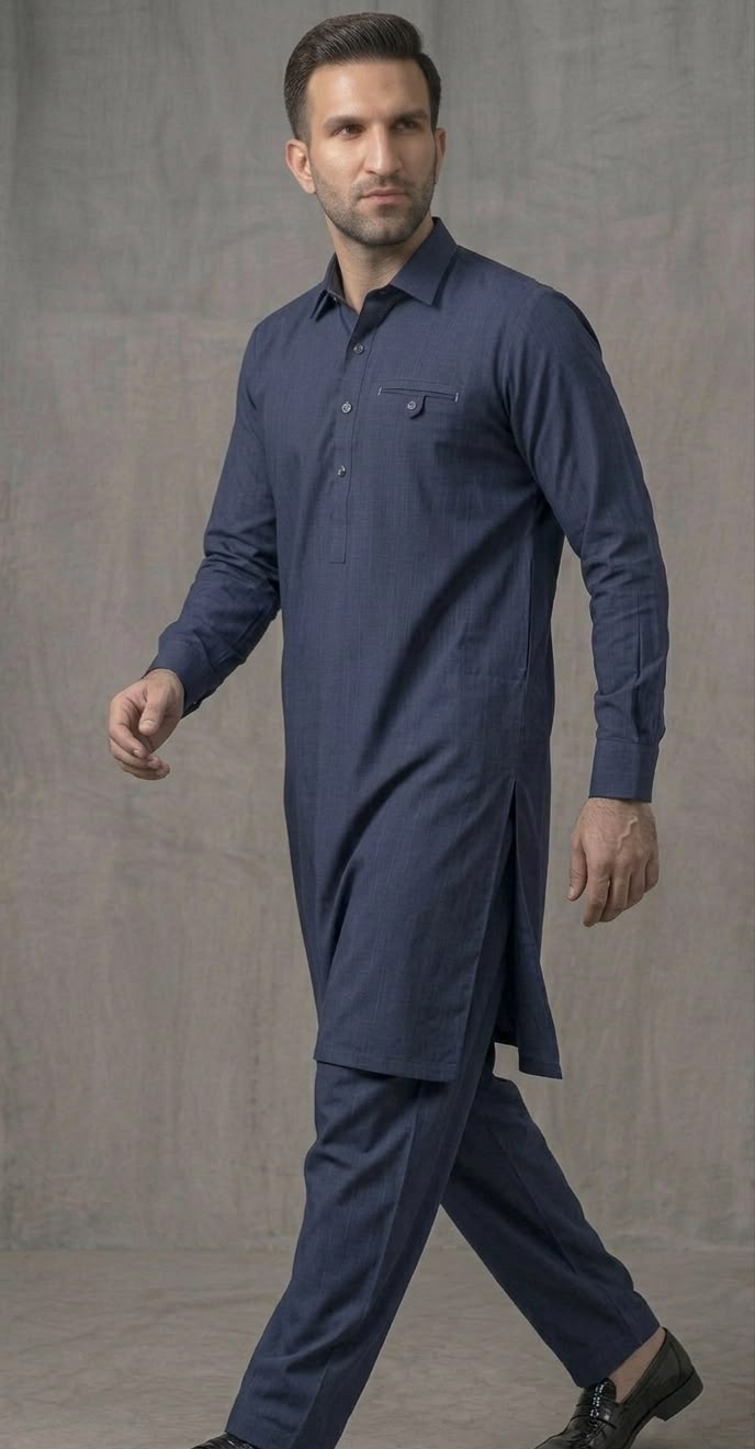 Mid Blue Executive Shalwar Kameez
