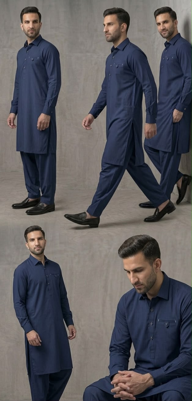 Mid Blue Kameez Shalwar 