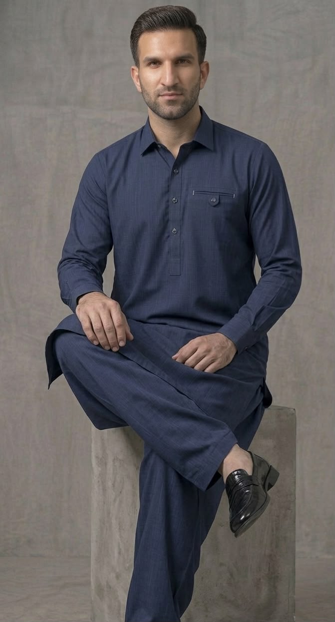 Mid Blue Shalwar Kameez
