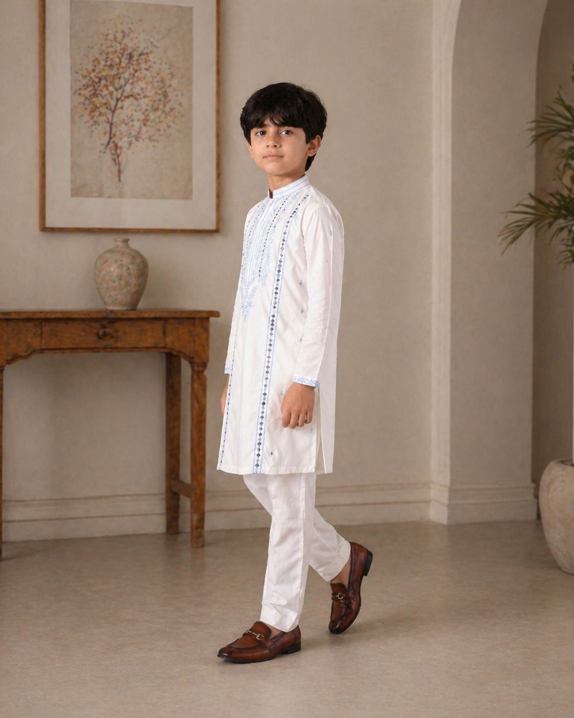 Premium mirror kurta for father and boy