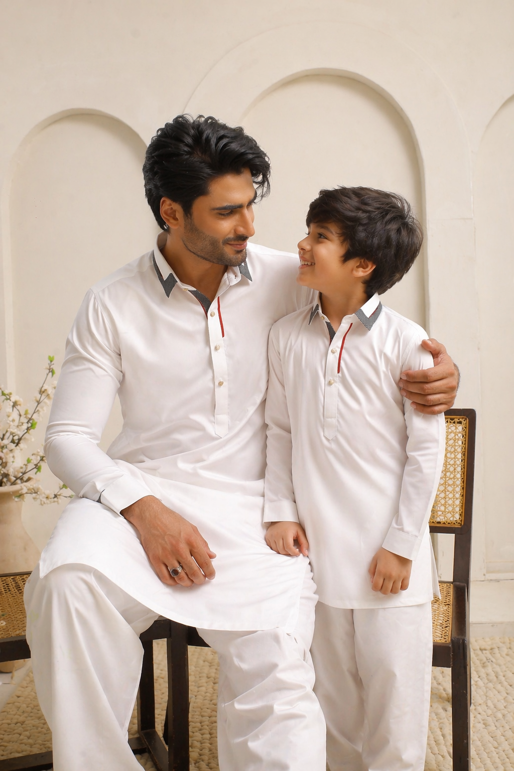Premium white kurta for men and boys matching