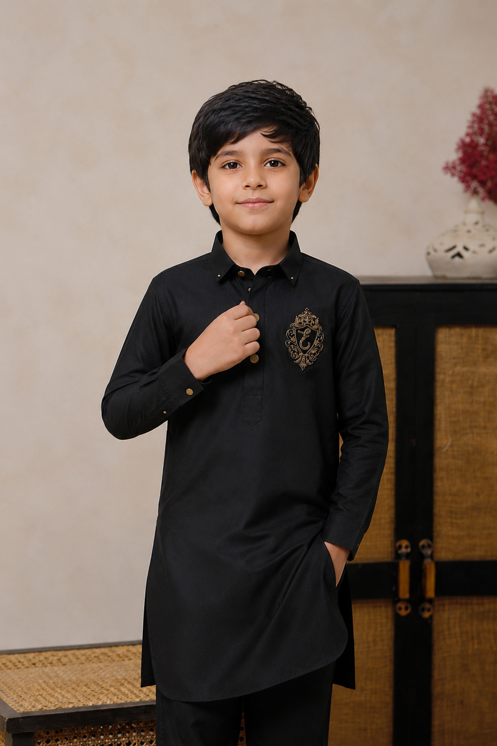 FS 20 Black Kameez Shalwar For Father & Son