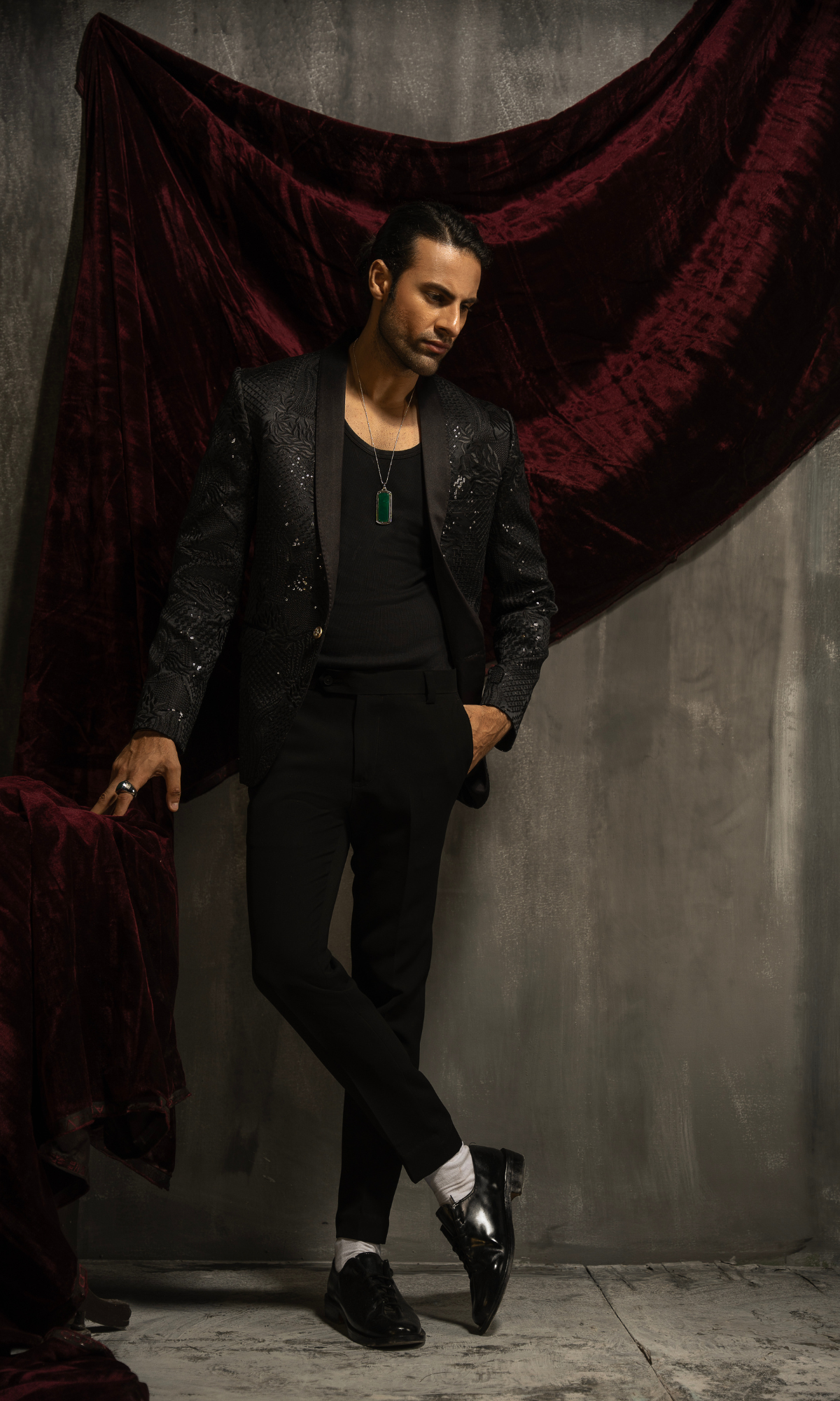 Black Sequin Suit Mens