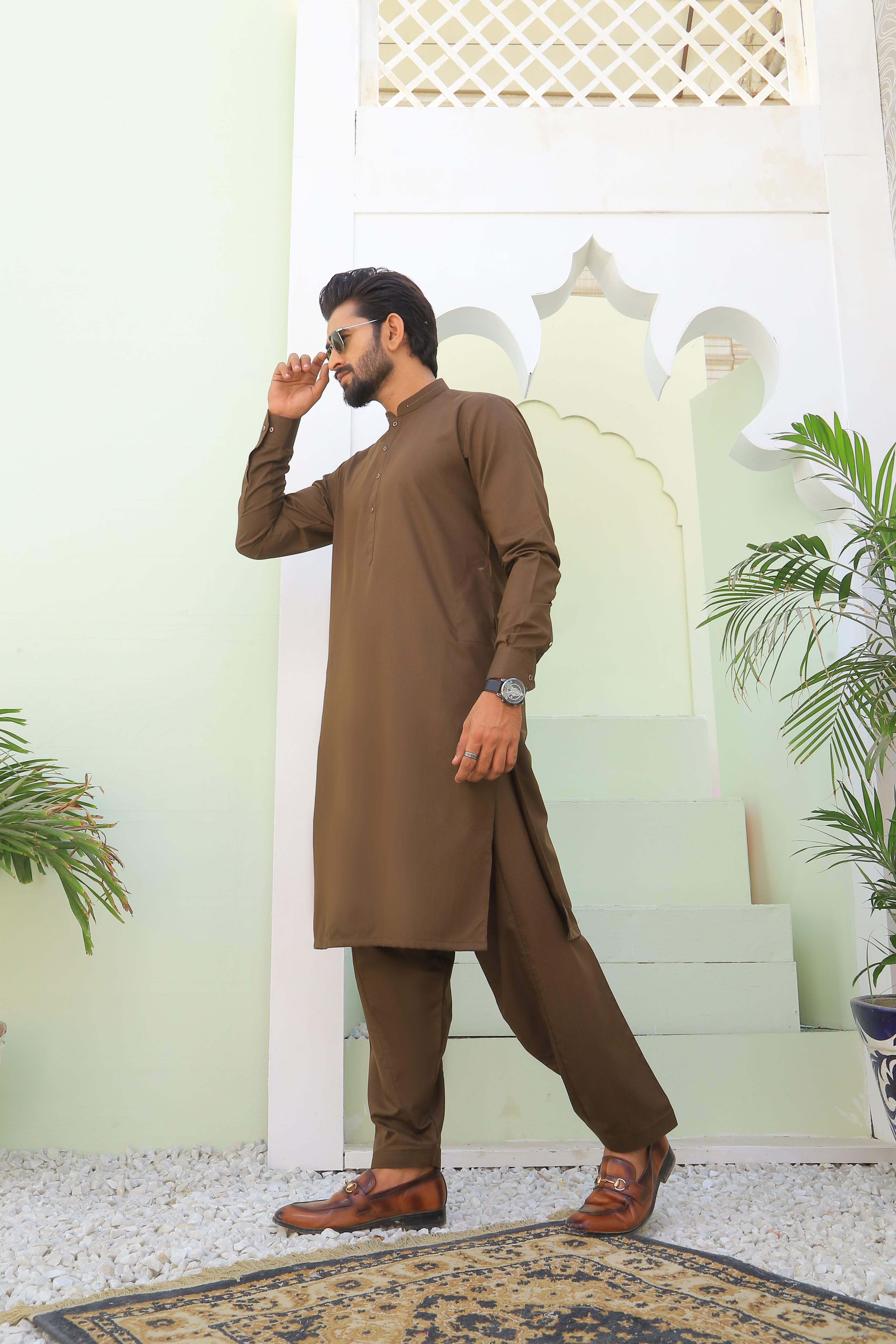 ER 786 Meeras Brown Kameez Shalwar Dress