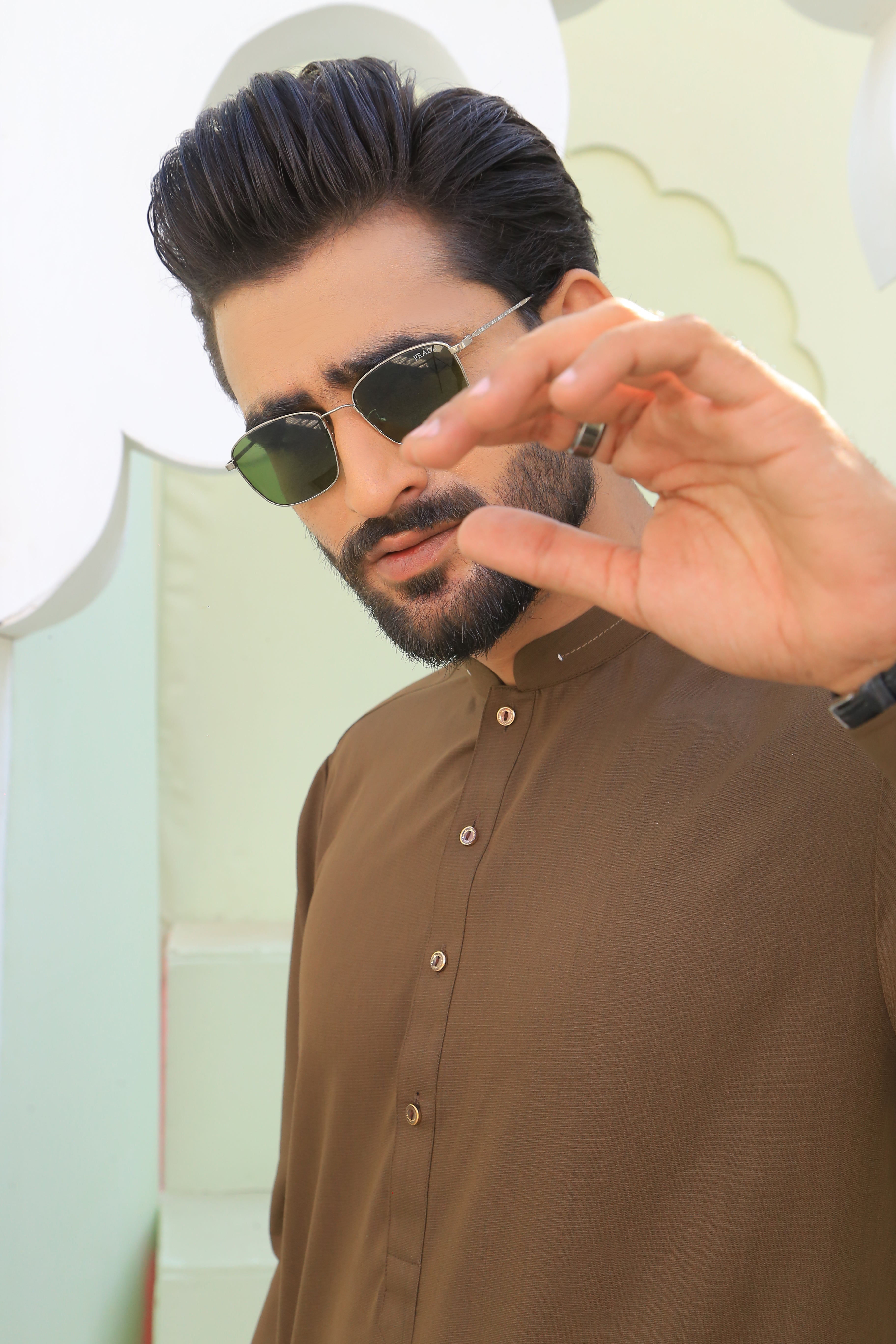 ER 786 Meeras Brown Kameez Shalwar Dress