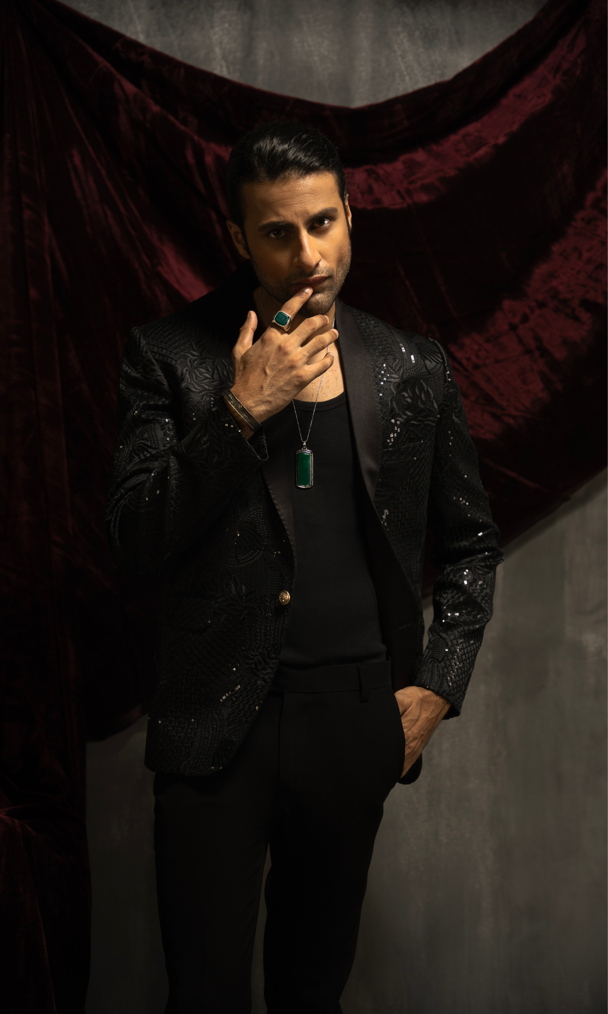 Black Sequin Suit Mens