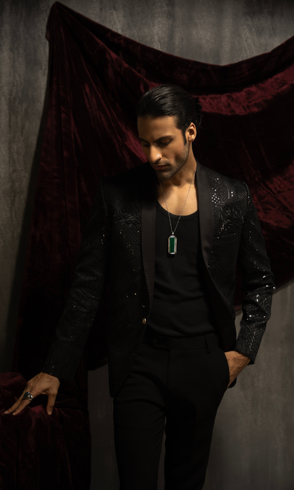 Black Sequin Suit Mens