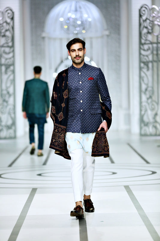 BCW PC 49 Blue Stoned Prince Coat - Unleash Your Elegance with Refined Style