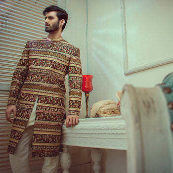 Supreme Gold Sherwani For Men