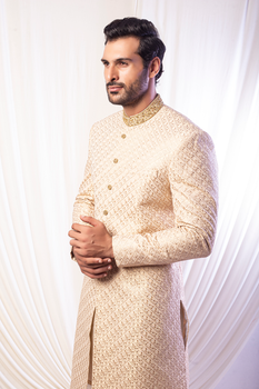 Ivory Gold Exclusive Sherwani For Groom