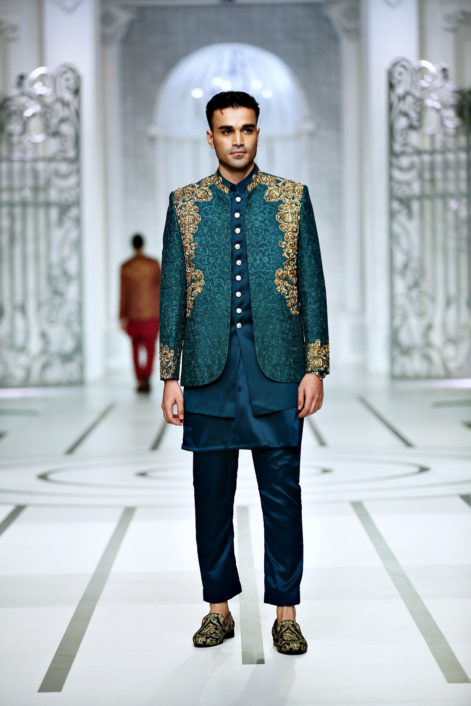 BCW PC 48 Teal Green Prince Coat - Elevate Your Style with Kora Daka Work and Inner Waist Coat