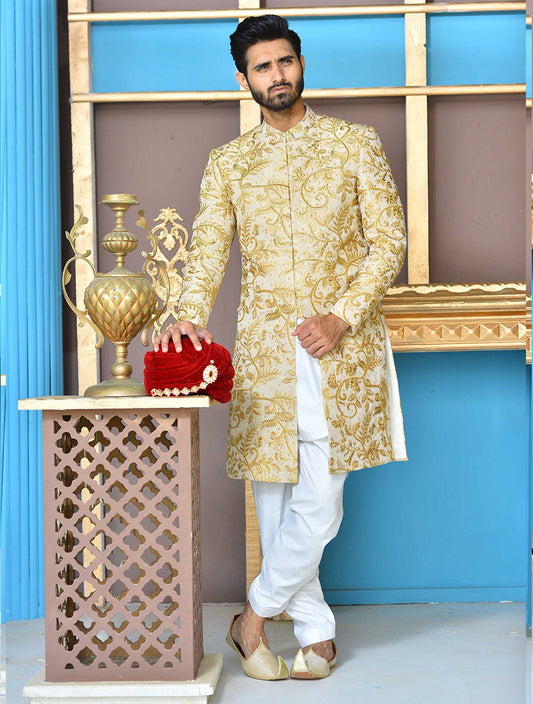 ER Sh-082 Gold Copper Sherwani FOr Groom