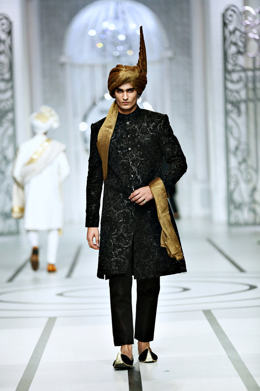 black groom sherwani