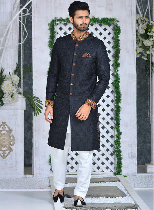 ER SH-084 Groom Sherwani Copper with Cutt Dana Work on Collar