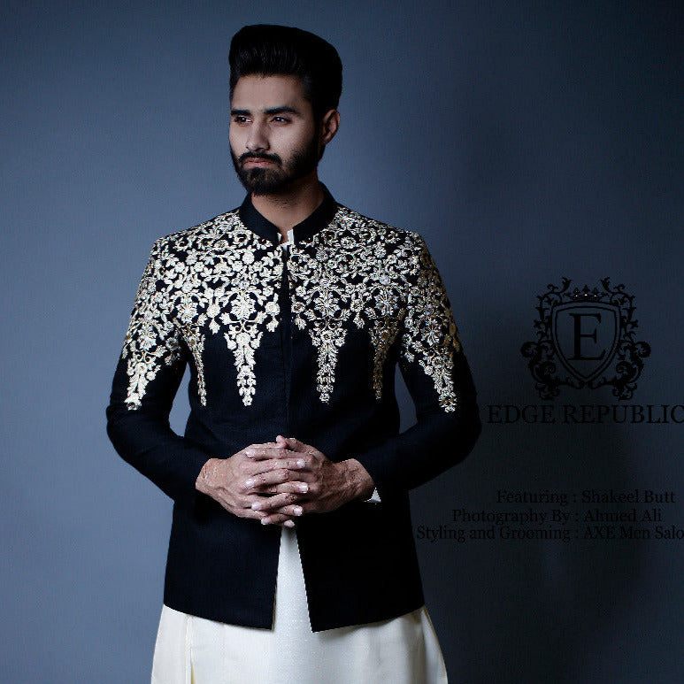 ER PC 2049 Gold Black Chest Embroidery Prince Coat