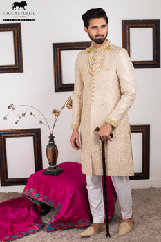 Wedding Gold Sherwani Groom