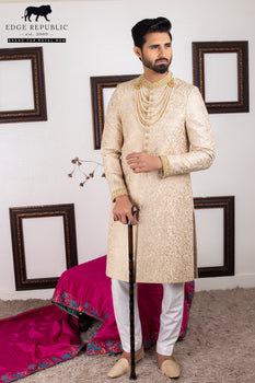 Wedding Gold Sherwani Groom