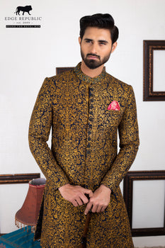 Groom Bluish Copper Royal Sherwani