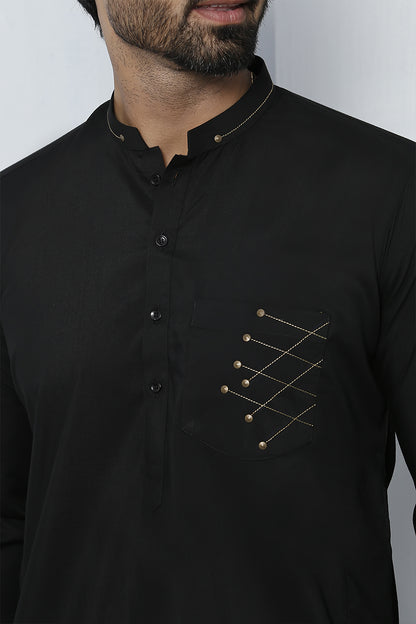 ER 492 Black Kurta Pajama For Men Design