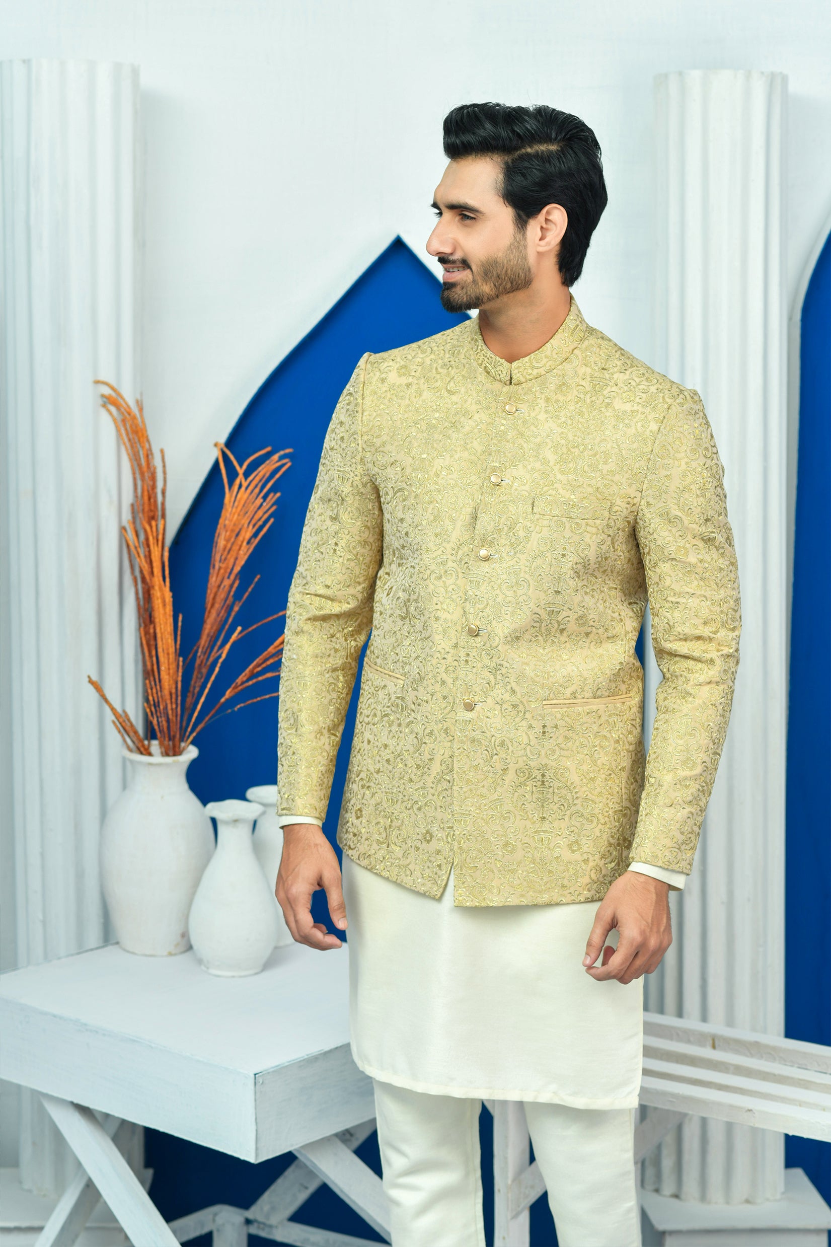 ER PC 2027 Gold Mine Gold Zari Work Prince Coat