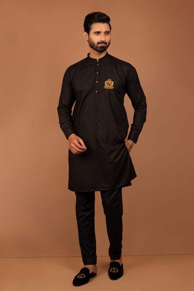 Edge Republic Kurta Pajama And Waist Coat ER WC 1039 Black Emblem Waist Coat main image 0