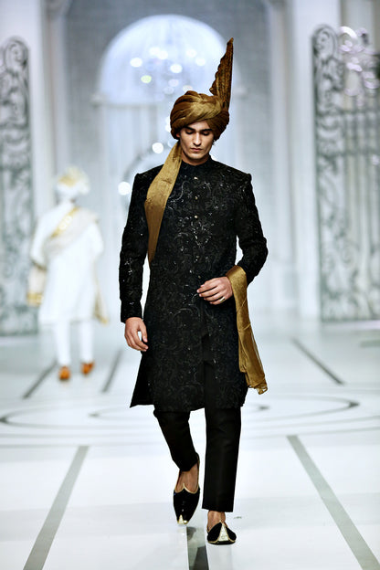 groom sherwani black