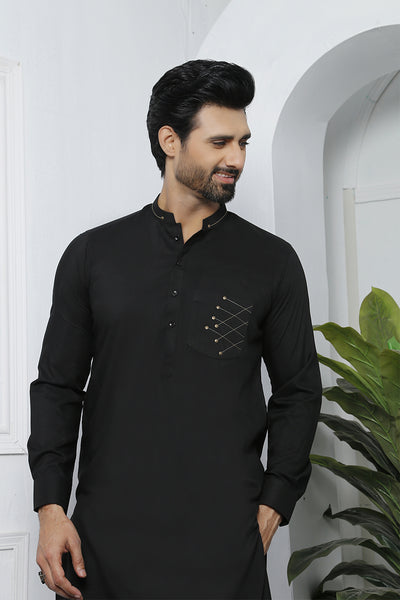 ER 492 Black Kurta Pajama For Men Design – Edge Republic