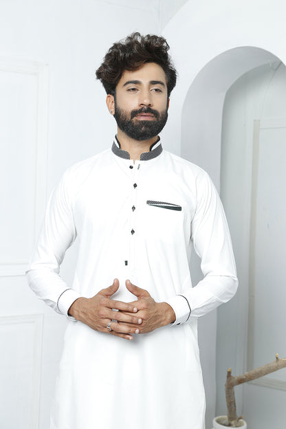 ER 491 White Polka Dot Edge Republic Kurta Pajama For Men