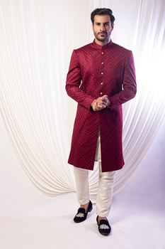 Maroon Elegance Sherwani