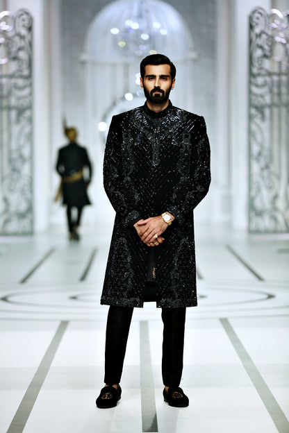 black sherwani groom