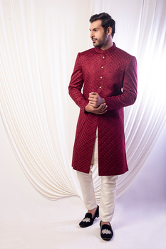 Maroon Elegance Sherwani