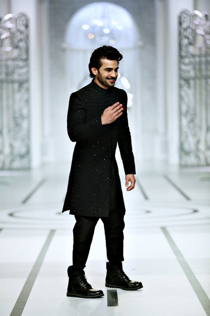 groom sherwani black